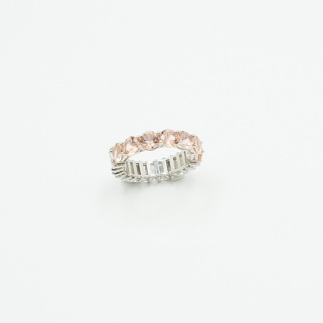 TWO-TONE BAGUETTE RING (ROSE QUARTZ)