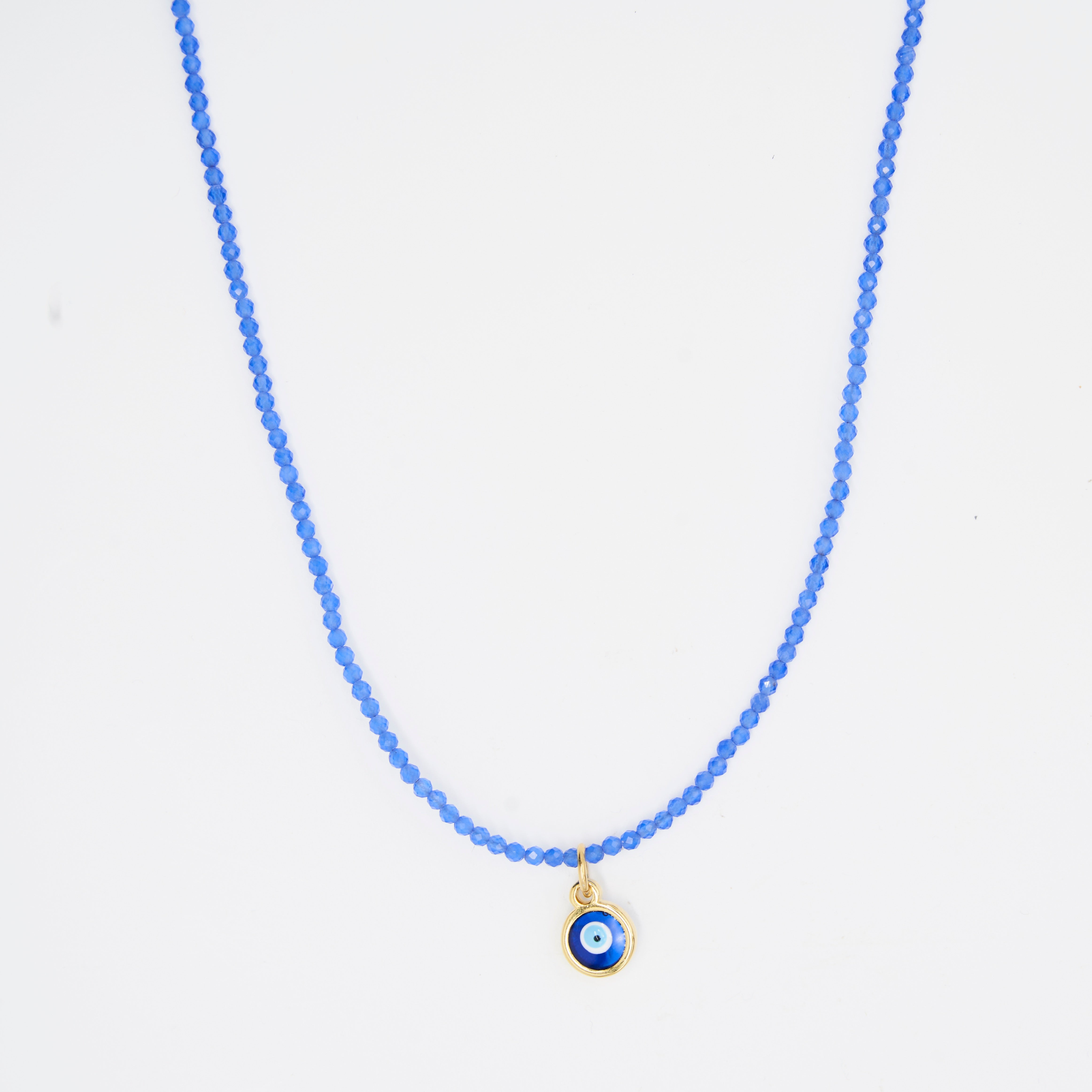 BLUE CRYSTAL EVIL EYE NECKLACE