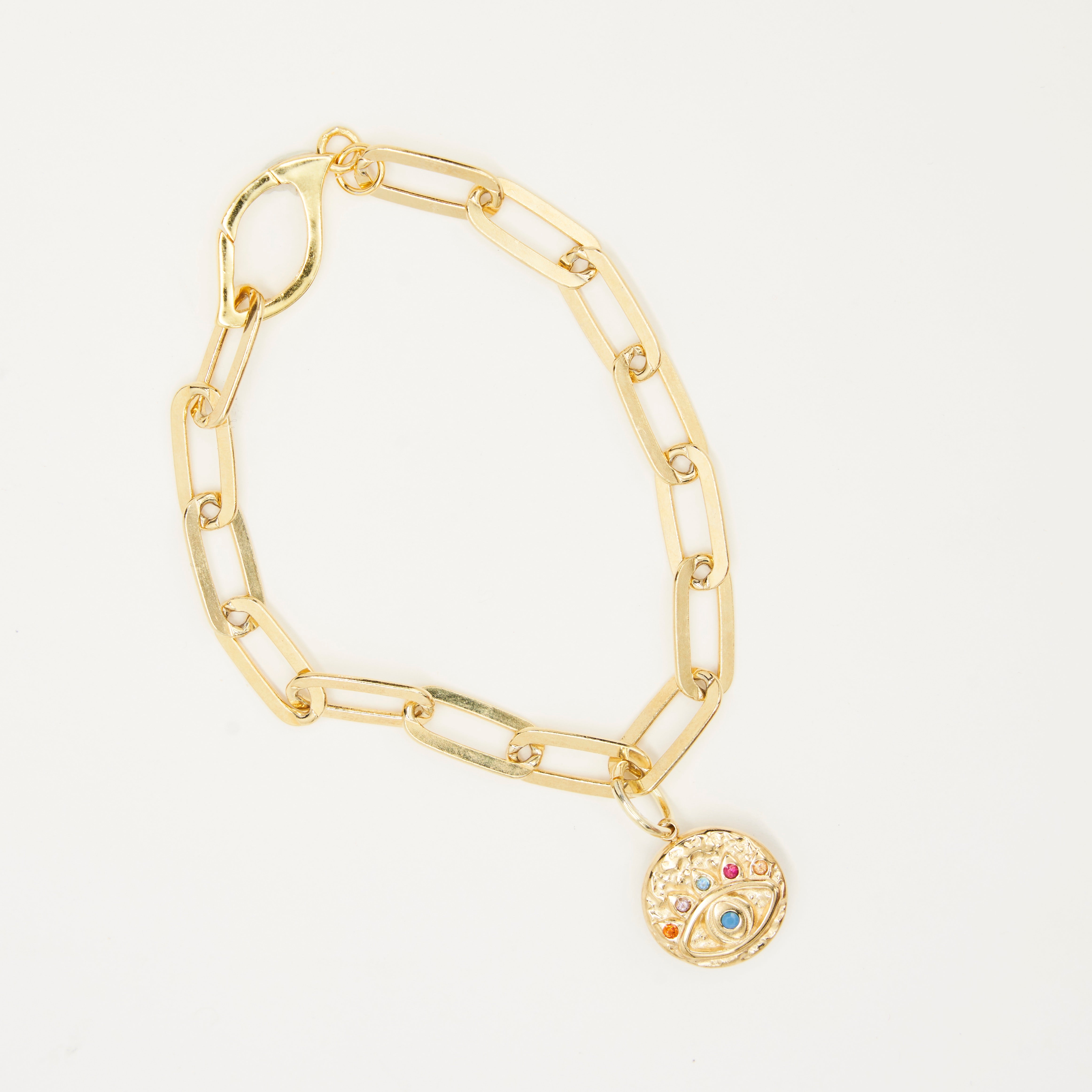 HAMMERED EVIL EYE LINK BRACELET