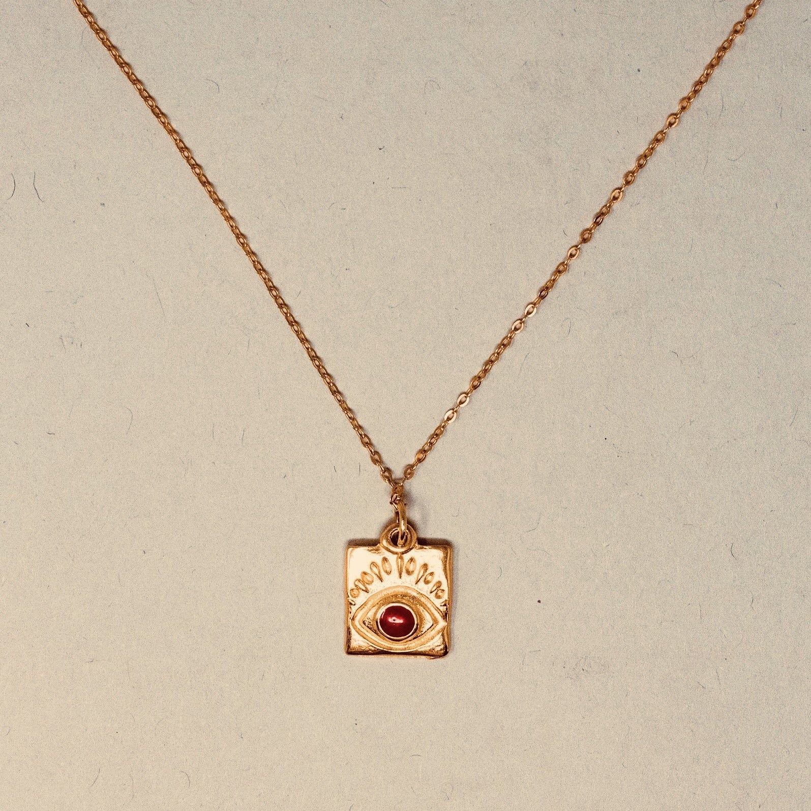 SQUARE EVIL EYE PENDANT NECKLACE