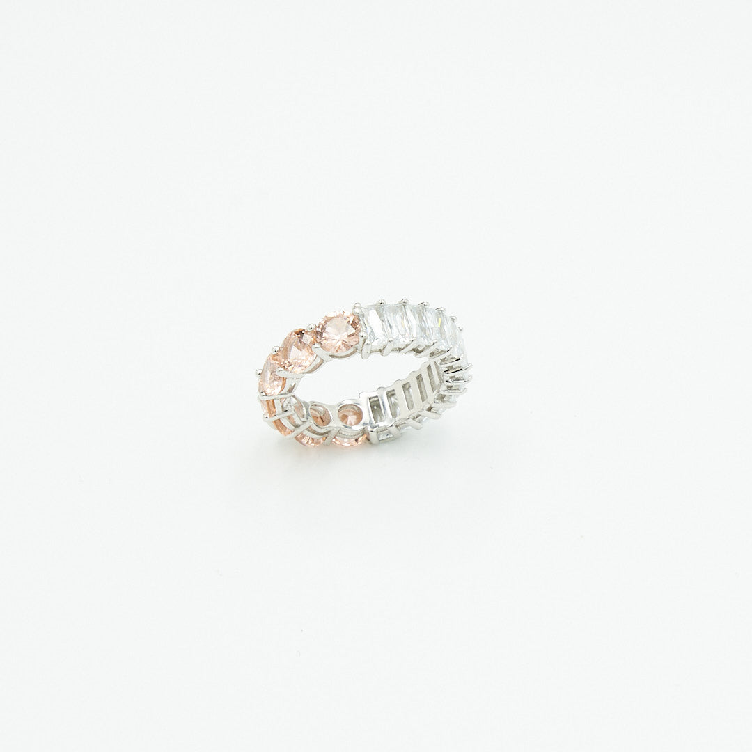 TWO-TONE BAGUETTE RING (ROSE QUARTZ)