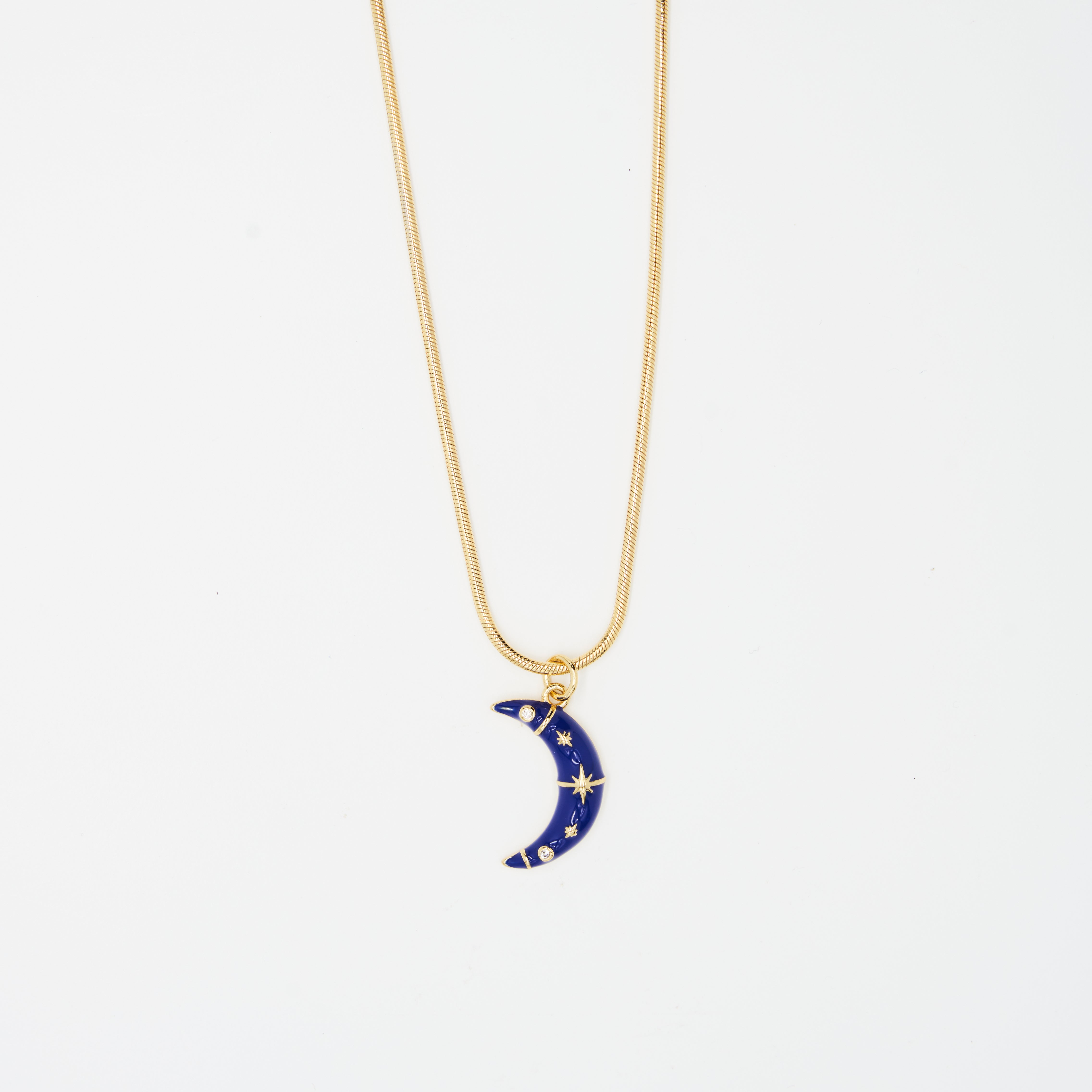 CRESCENT MOON SNAKE CHAIN NECKLACE