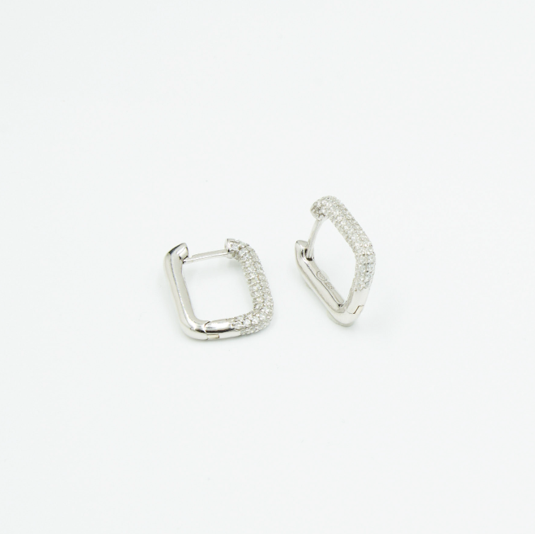 HALF PAVE SQUARE HOOPS